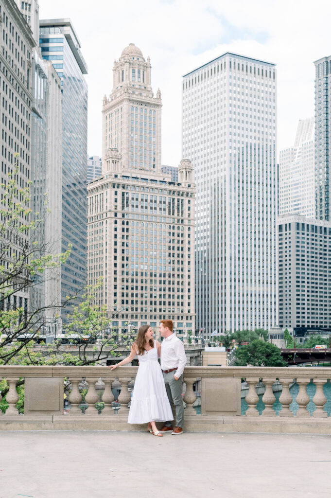 Couple at the Wrigley Building Riverwalk